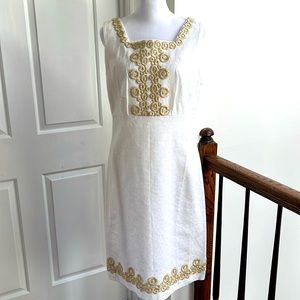 Lilly Pulitzer white dress with gold tones